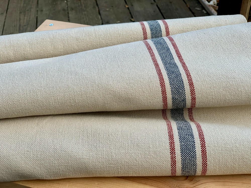 Grain Sack Fabric by the Yard, Ticking Fabric, French Country, Cottage Farmhouse