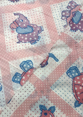 Pink Animals Nursery Polka Dot Children’s Theme Cotton Fabric BTHalfY 345