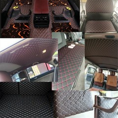 Thick Faux Leather Fabric Sponge Quilted Embroidered Car Interior Material Trims