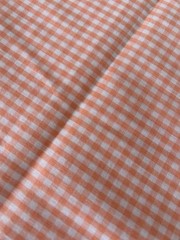 .75 yard of Pastel Peach Check Cotton (? Blend) Semi-Sheer Fabric 44″ wide