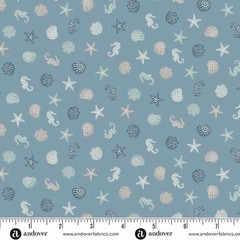 ANDOVER – Driftwood by Makower UK – Sealife – Blue ,1/4 yard