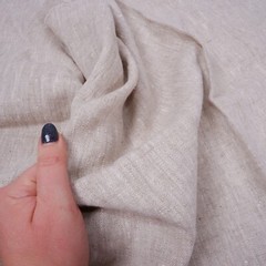 HEAVY Pure 100% LINEN – oatmeal – Natural Washed Fabric 240gsm European flax