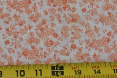 By 1/2 Yd, 40″ Wide, Vintage, Orange Calico on White PolyCotton, V232