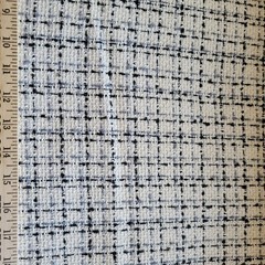 Soft White Tahari Flat Boucle Suiting w/ Small Gray/Black Double Windowpane