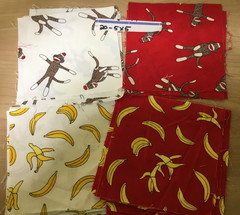 Moda Monkey Tales Erin Michael Cotton Fabric Bundle 6 Yards Sock Monkey Bananas