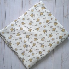 Vintage Little Miss Sunshine Knit Fabric White Yellow 65″ Wide 3 1/8 yards