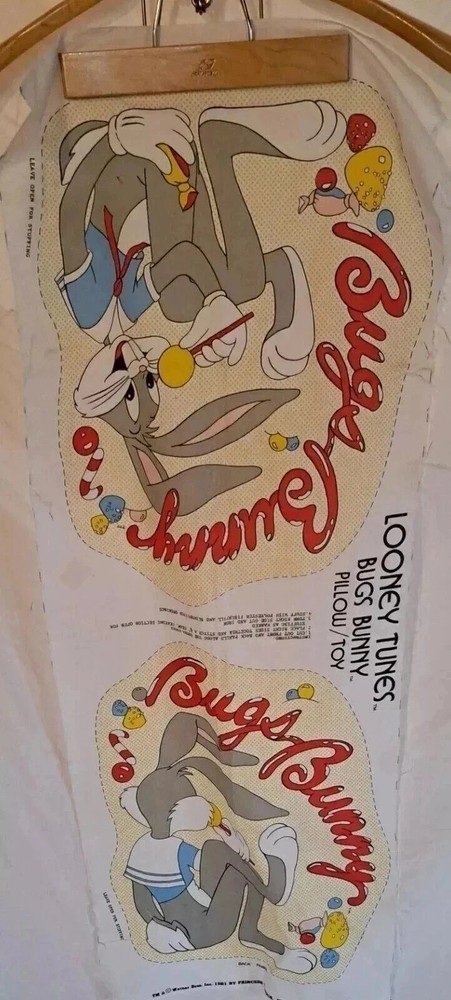 “Looney Toons Bugs Bunny” by Warner Brother Fabric Pillow Cut-Out Vintage 1981
