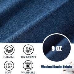 HYVAKUPPA Washed Denim Fabric 1 Yard Dark Blue 71″ Wide