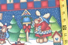 By 1/2 Yd, Vintage, Red Navy Tan Northwoods Christmas Border/Daisy Kingdom,B1670