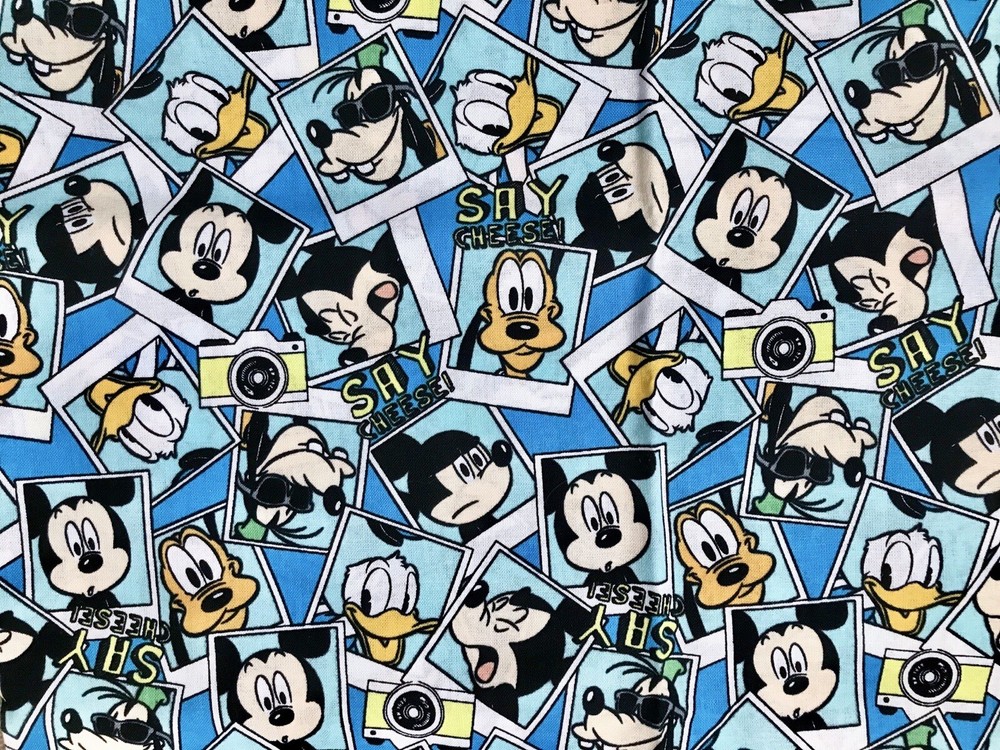 Disney Instant Photos Say Cheese Fabric Material Mickey Mouse Friends Whimsical