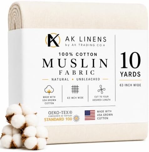 AK TRADING CO. Muslin Fabric/Textile Unbleached – Draping Fabric – Natural 10