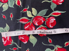 Painted Rose for RJR Fabrics Red Roses on Black Cotton Fabric 1.75 yds