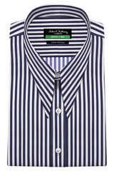 100% Cotton Fabric by Yard Navy Blue White Stripes Suit Shirt Tailoring Material