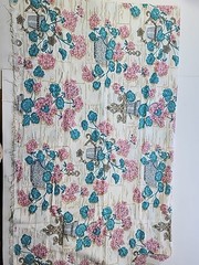40s 50s Floral Motifs Cotton Fabric 36.5″w X 1.1yds Feedsack Style STAINED