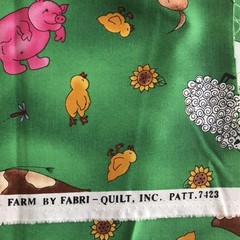 Vtg Sunbonnet Sue Suzie Q on Farm Fabri-Quilt by the yard Cotton Fabric 44″ w