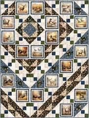 Quilting Treasures – Forest Field And Stream – Hunting Dogs – Blue, BTY