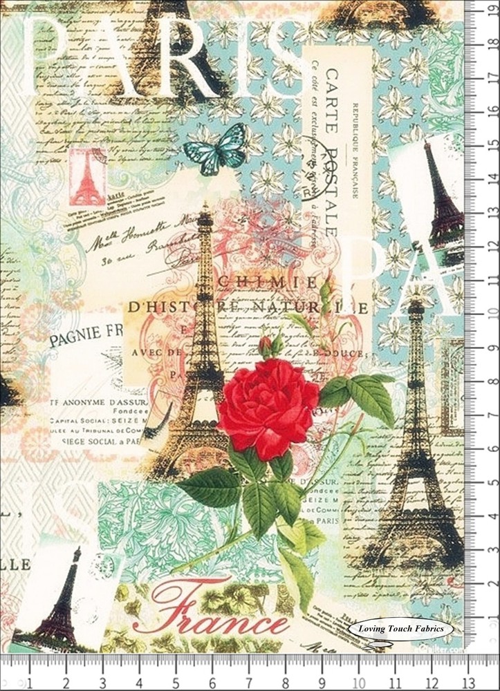 EIFFEL TOWER, FRANCE,DAVID TEXTILE,CANDACE ALLEN,PARIS, FABRIC,PRICED @ 1/2 YD