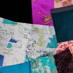 Crazy Quilt Fabric Scrap Lot 13 Ounces Satin Velvet Brocade