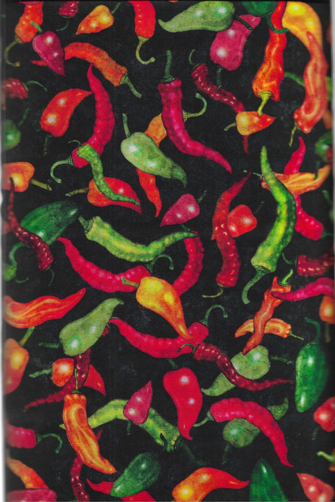 100% cotton novelty fabric “Chili Peppers” by Quilting Treasures
