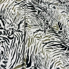 Animal Print Zebra with Gray Spandex Fabric 60″ wide by the Yard for Swimwear
