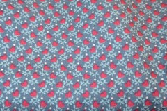VIP Prints Fabric 100% Cotton YARDAGE Bright Dark Pink Hearts on dk Powder Blue