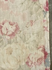 VTG SHABBY FADED PINK ROSE FLORAL COTTON FABRIC 35×171 45Y G2U