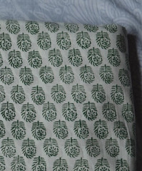 Hand Block White & Green 10 Yard 100%Cotton Fabric NO TARRIF CHARGES 100%✅ KK16