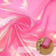 Sheer Iridescent Organza Fabric Clear Tulle Gauze Halloween Sewing 3.3 Yd