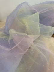 Rainbow Tulle Fabric Silver Glitter Stars Lace Fabric for Wedding Tulle Dress