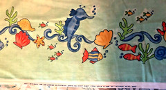 Novelty Under the Sea Border Print Seahorse Scallops Starfish Coral & Fish BTHY