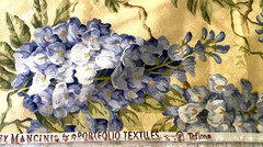 Fabric, Blue Floral, “Woodbury” Wesley Mancinio, Teflon, 1.8333 Yards