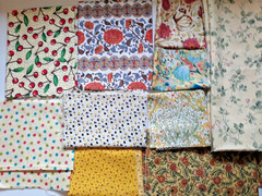 11 PC / 1 LB Mixed Lot Cotton Fabric Prints Warm Sunny Colors Modern & Vintage
