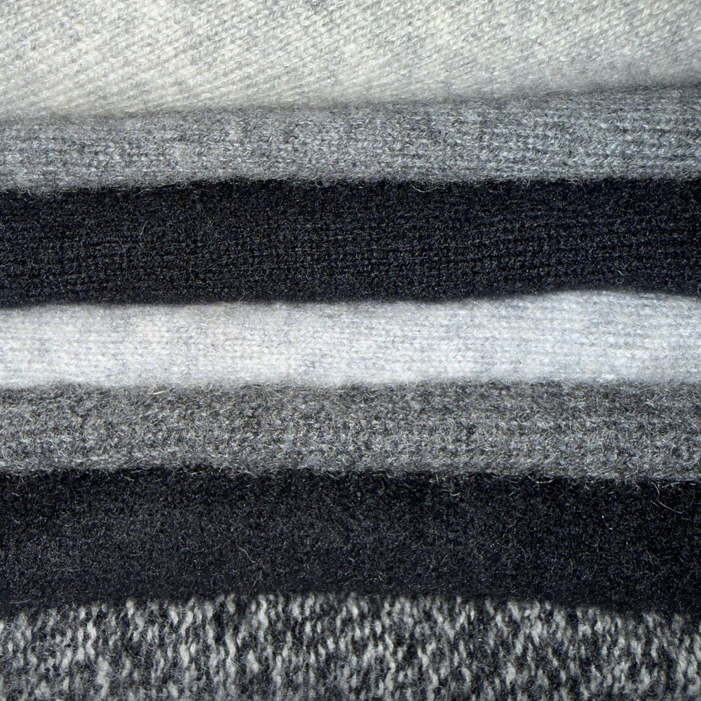 100% Cashmere Crafting Cutter Lot 7 Pcs 3 lb 8 oz Gray Black Upcycle Knit Fabric
