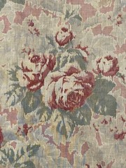 VTG SHABBY FADED PINK ROSE FLORAL COTTON FABRIC 35×171 45Y G2U
