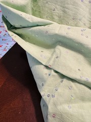 NEW Silver Sequins Embroidery on Green Cotton Linen Fabric 4 Yards 52″W
