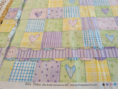 Cotton Baby Blanket Top Panel Pink Purple Yellow Blue Green HEARTS & BUTTONS
