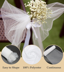 White Tulle Fabric Roll 54″ X 10 Yards | Sheer Tulle Bolt Fabric for Wedding Arc