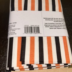 Loops & Threads Fabric, 1 Yard Precut 36″ x 44″, Orange, White and Black Stripes