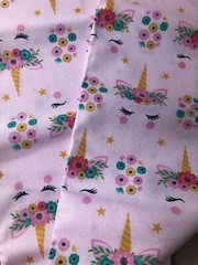 1 Yard Pre-Cut Unicorns Floral Crowns on Pink Quilting Cotton Fabric