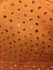Burnt Orange Eyelet Fabric 46″ x 52″ Cotton Oval Dot Broderie Anglaise Remnant