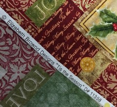 Holiday Christmas’ Tis the Season’ Florals Scrip cotton fabric BTHY 18″ x 42″
