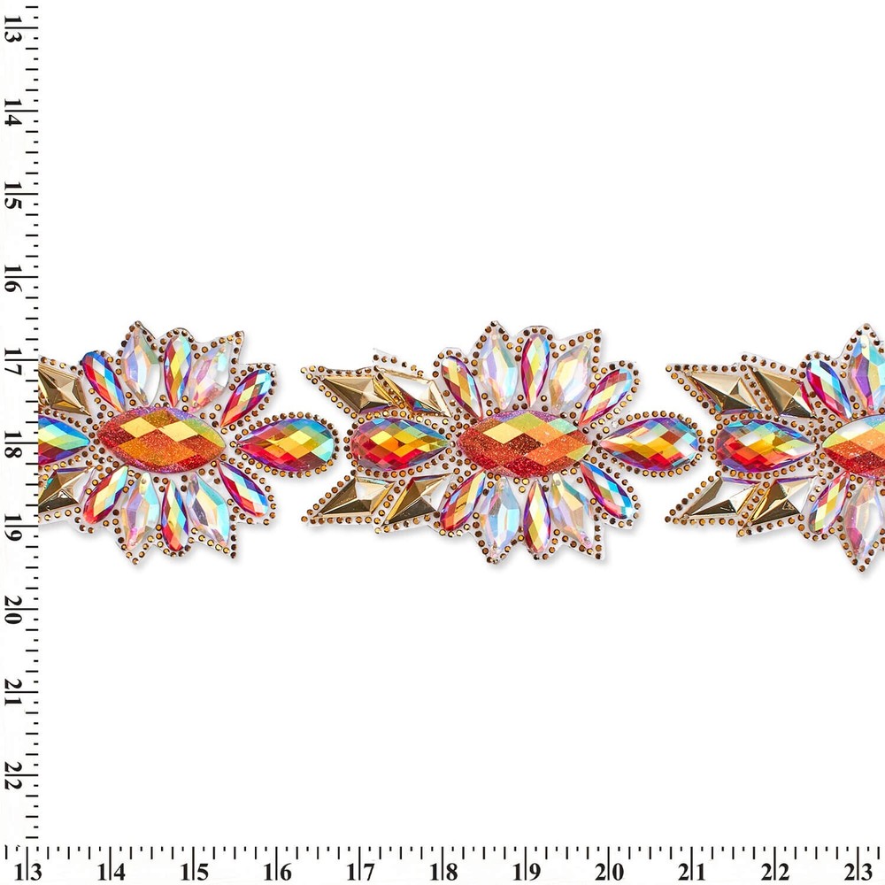 Marquise Resin Rhinestone Iron On Gel Backed Trim Sold By The Yard