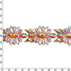 Marquise Resin Rhinestone Iron On Gel Backed Trim Sold By The Yard