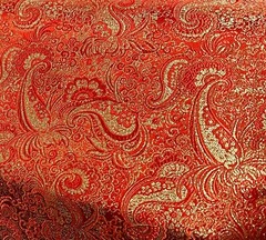RED GOLD Paisley Metallic Brocade Fabric 60” Sold By The Yard