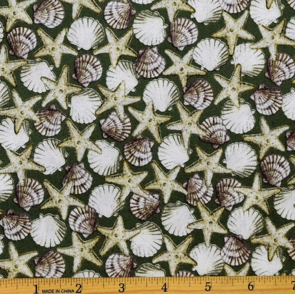 Star Fish Sea Shells Seaside 100% Cotton from Quilting Treasures