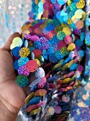 Iridescent Multicolor Sequins On Mesh Fabric By The Yard Hologram Glitz Paillett