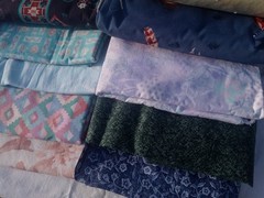 Assorted Fabric Pieces Lot, Multicolor Mixed Colors & Patterns, Crafts