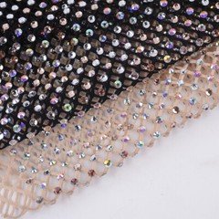 30 100CM AB Crystal Rhinestone Beaded Mesh Net Fabric Stretch Glitter DIY Shoes