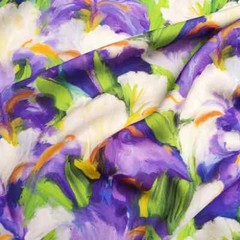 55”Wide By Yard Purple Painting Rayon Print Fabric Dress Shirt Material Viscose