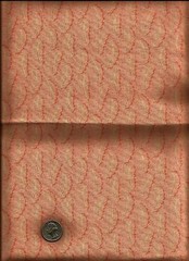 Nice Feather & Micro Dot Print drk dusty peach ecru on pastel peach Fabric -14″